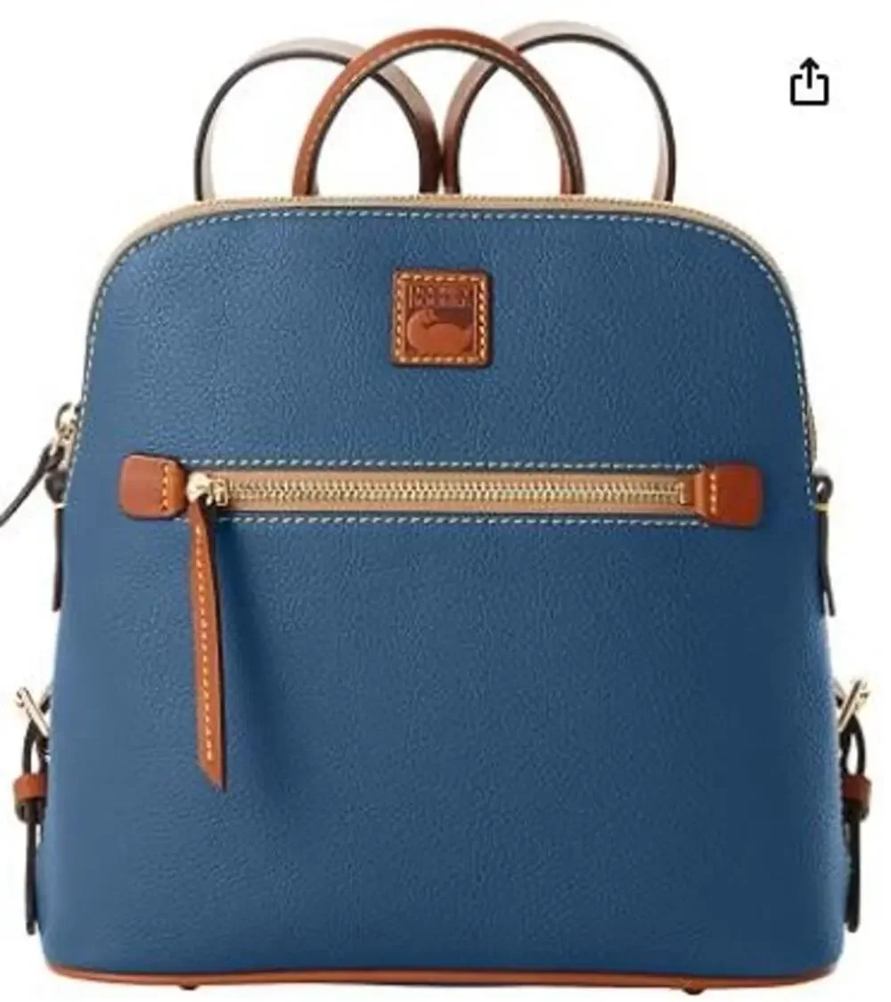 Dooney & Bourke Backpack Pebble Grain Jeans Blue Leather Pocket Adjustable Strap